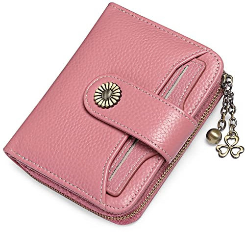 SENDEFN Women's Small Purse, Women's Genuine Leather, with Coin Compartment, Small Zip Wallet, Card Holder, with RFID Blocker