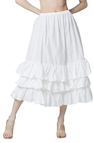 BEAUTELICATE Enaguas para Vestidos Mujer 100% Algodón Corta Combinación Interior Falda con Volantes Cintura Elástica Antiestática