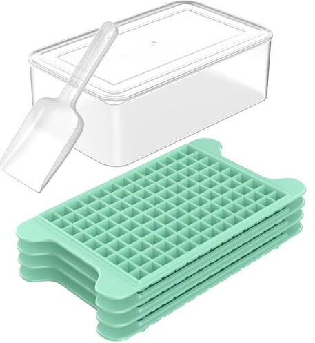 Mini Ice Cube Tray for Freezer: FDDBI Small Ice Trays for Freezer with Bin - 117×4PCS Easy Release Nugget Ice Tray - Crushed Ice Tray with Container