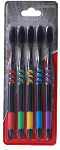 Set di spazzolini da denti, spazzolino manuale MULTIIPACK, 5 spazzolini da denti al carbone con setole morbide per adulti, denti ultra morbidi per la cura della , diversi colori, carbone di