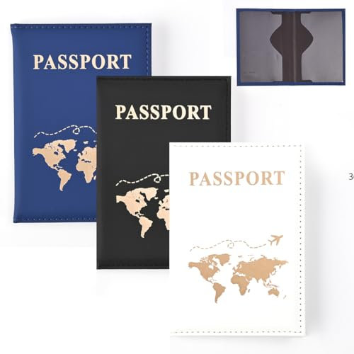 KSJEHW 3 Stück Passport Holder, Reisepasshülle, Kunstleder Reisepasshülle Halter, Reisepass Schutzhülle für Kreditkarten, Ausweis und Reisedokumente