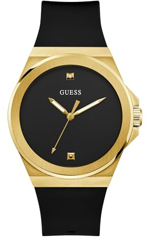 BR GLD CS W/BR GLD TR/SUN BLK DMND DL/BLK SMTH SILIKONSTRP, Svart