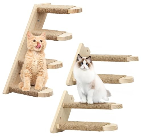 Hanured Kletterwand Katzen, Katzentreppe Wand, Katzentreppe mit Natürlicher Jute für die Wand, für Katze Klettern Spielen Faulenzen