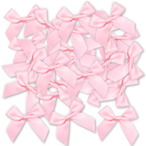 Ryvera 48 Nodi a Farfalla Rosa da 5cm – Materiale in Seta Satinata Autoadesivo, Ideali per l’Imballaggio di Regali, Decorazioni di Matrimonio e Feste