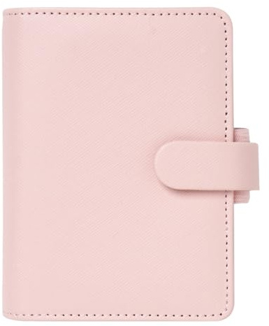 Filofax Saffiano Organizer, Mini Size, Blush - Cross-Grain, Leather-Look, Five Rings, Week-to-View Calendar Diary, Multilingual, 2025 (C022696-25)