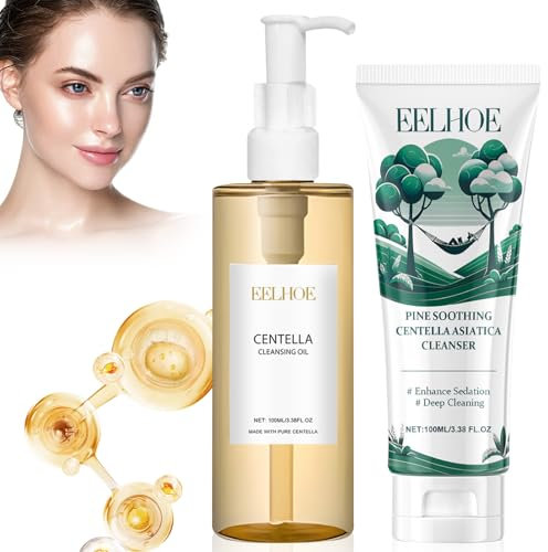 2 Stück Centella Cleansing Oil mit Centella Cleanser,Madagascar Centella Light Reinigungsöl,Centella Gesichtsreinigung,Centella Asiatica Extract,Mild und Nicht Reizend,Geeignet für Empfindliche Haut