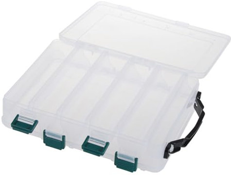 Tackle Box Angeln Klein, Transparente Kunststoff Angelbox, 20x17x4,7 cm, Angelköder box, Köderbox Angeln Doppelseitige Aufbewahrungsbox, 10 Fächer Angelbox für Kunstköder, Wobbler Köder