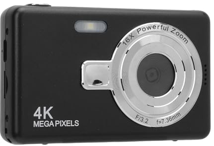 4K Digitalkamera, Q12 50MP Digital Point och Shoot Camera med 16x Zoom, 2,4 Tum HD -skärm, Liten Vintage Anti Shake Vlogging Camera för Resestudenters Nybörjare (64 GB)