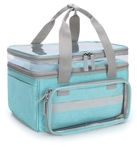 Luxja Double Couche Sac de Médecine avec Compartiment Transparent, Sac Organisateur de Médicaments avec Séparateur Amovible, Bleu
