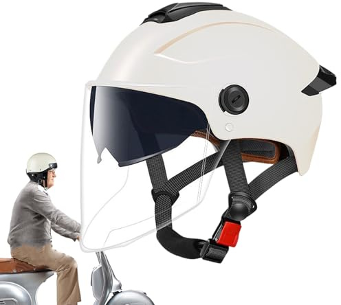 Scooter hjälm, cykelhjälm, skateboardhjälm för män och kvinnor, motorcykelhjälm, mopedhjälm, män, jethjälm, E Scooterhjälm, e-cykelhjälmar, skoter, hjälm med dubbelvisir solskydd vuxna
