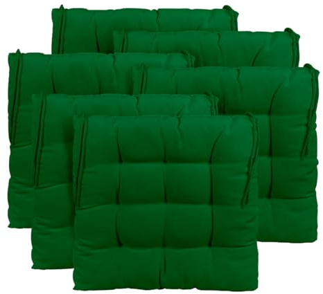 CHELY INTERMARKET - Cojines para sillas Pack de 6 Unidades 40x40x7,5cm, con Correas de sujeción para Asientos, 9 Pespuntes. Sirve para terraza y Patio Exteriores. (Verde, 40x40cm (X 6unds))