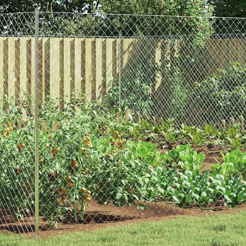 Recinzione a catena zincata con vetro, 2 x 10 m, bordo flessibile per aiuola e bordo per prato, per giardino, terrazza, giardino anteriore, bordo falciatore, bordo per aiuole, blocco delle radici