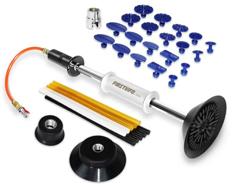 FIRSTINFO A1501EUY1 | Herramienta Neumática para Abolladuras con 3 Ventosas y 20 Piezas de Tracción | Reparación de Carrocería sin Pintura