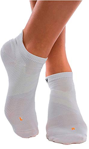 ZaTech Lågt skurna atletiska strumpor, kort löpning kompression plantar fasciit stödstrumpor för män och kvinnor. (vit, XL)