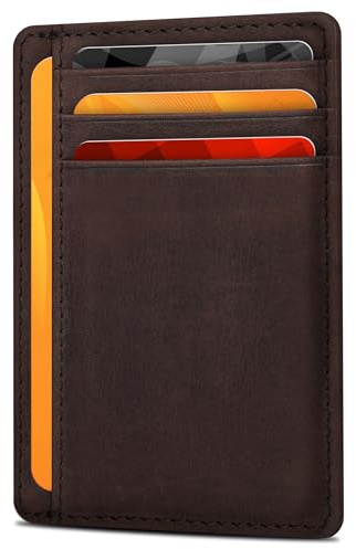 Slim Leather Wallet for Men and Women - RFID Blocking Card Holder Compact