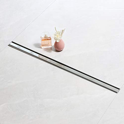 SaniteModar Duschrinne 90cm, Schlank Duschrinne mit Siphon Geruchsstop und Haarfilter