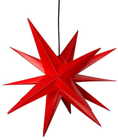 LED WEIHNACHTSSTERN 3D 18 Zacken 55 cm INKL. LEUCHTMITTEL (auswechselbar) Leuchtstern Außenstern Faltstern Adventsstern wetterfest für außen und innen 4m Kabel wetterfest von Dekowelt (Rot)