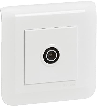 Legrand - Prise TV Mosaic simple mâle blanc avec plaque et fixation à vis