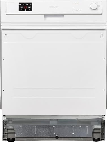 Sharp QW-HX12S47EW-DE Lave-vaisselle partiellement intégré, 60 cm/E, 13 couverts, 3 programmes de 50 min, programme court/blanc