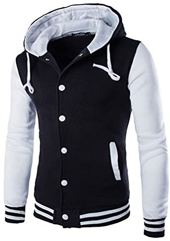 Yesgirl Veste Universitaire pour Hommes Top Baseball Unisexe Mode Rayures Sport Jacket De Survêtement Col Montant Couleur Unie Hoodies Mode Streetwear B Blanc 4XL