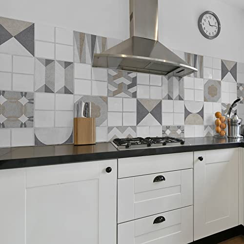 CREARREDA Adhesivos para baldosas azulejos geométricas, 20 Piezas 20_x_20 cm, Vinilo Autoadhesivo Impermeable Decoración Baños y Cocinas, Made in Italy