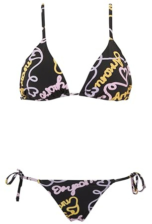 Emporio Armani Triangle And String Brazilian Logomania Bikini Set, Set di Bikini Donna, Multicolore (Black-Heart Logo Pr), XS