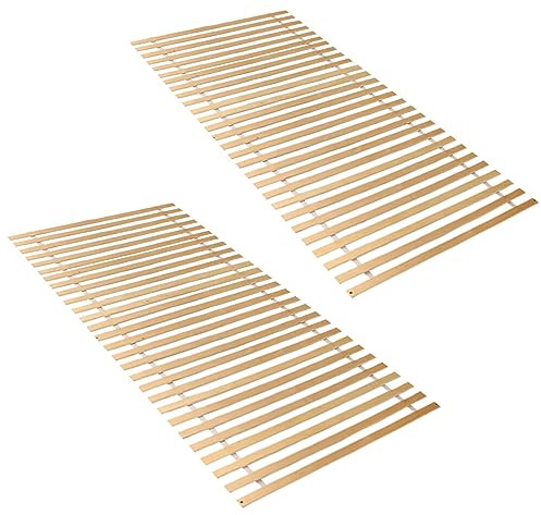 Daromigo Rullgaller premium ribbotten, 90 x 200 cm, ribbotten för din säng, 28 stabila träplattor som kan belastas upp till 150 kg, sänggaller, färdigmonterad, ribbotten, träribbor (2 stycken)