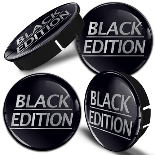 Biomar Labs 4 x 60 mm/55 mm svart universell plastnavkapslar, fälgkåpa, navkapslar, navkapslar, silver Black Edition-logotyp C 29
