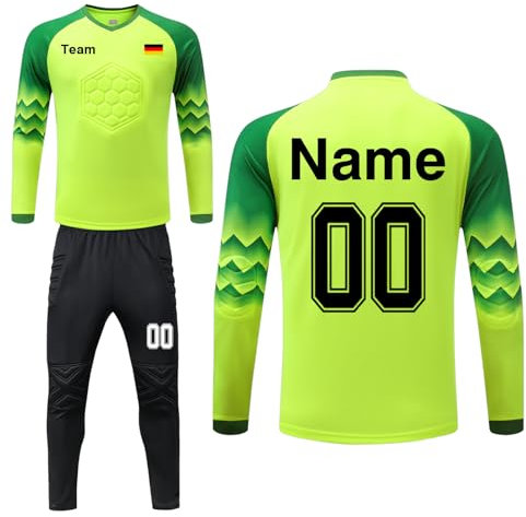 LAIFU Benutzerdefiniert Torwarttrikot Set Kinder Herren mit Gepolstert Personalisieren Tormann Trikot Kinder mit Polsterung