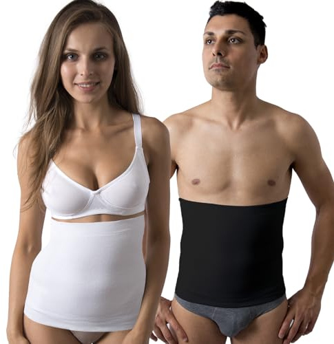 Beman - 712 Faja contenitiva de algodón para hombre y mujer, banda lumbar, soporte de espalda, banda elástica abdominal, banda para la espalda hipoalergénica H.31 cm (6/3 XL, blanco)