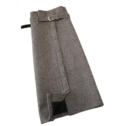 MdybF Women's skirts Tweed Midi Skirts For Women Autumn Winter Zipper High Waist Slim Skirt Simple All-Match Skirts-Brown-M