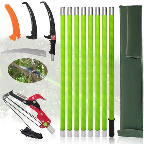 Tree Pruner Pole Saw for Trimming, 7.3-27ft Manual Extendable Tree Trimmer, Ideal for Palms and Shrubs