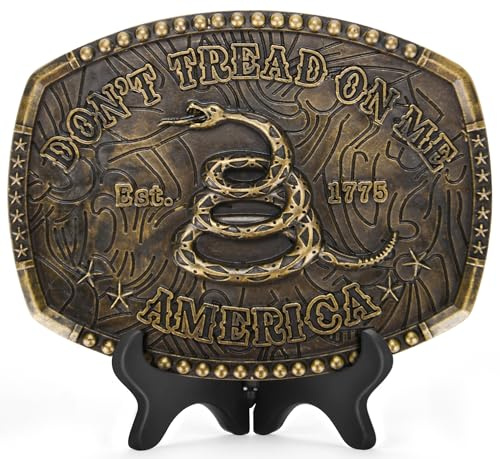 Superkred Western Belt Buckles for Men - Don't Treat On Me Belt Buckle Cowboy Belt Buckles for Men Women Snake Buckle, Men's Novelty Belt Buckle (Rattlesnake-Bronze)