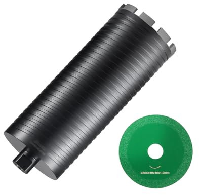 VEVOR Core Drill Bit, 4.25 Wet/Dry Diamond Core Drill Bits for Brick and Block, Concrete Core Drill Bit with Pilot Bit Adapter and Saw Blade, 9.5 Drilling Depth, 5/8-11 Inner Thread, Laser Welding