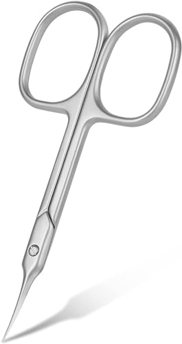 Xrten Cuticle Scissors,Stainless Steel Cuticle Pedicure,Beauty Grooming Thick Toenails,Beauty Scissors for Trimming Eyebrows,Nose Hair,Finger & Toe Nail Care（Silver）