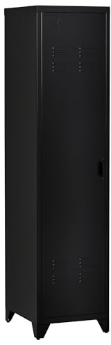 HOMCOM Armario de metal compacto de estilo industrial con 3 estantes, 1 barra 43L x 50W x 180H cm