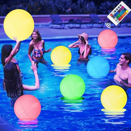 Jouet de Piscine Gonflable à LED, 40cm Boule d'eau LED avec 16 Couleurs de Lumière et Télécommande, Ballon de Plage Gonflable Lumineux à LED, Jeux de Piscine Gonflable pour Décoration de Plage Piscine