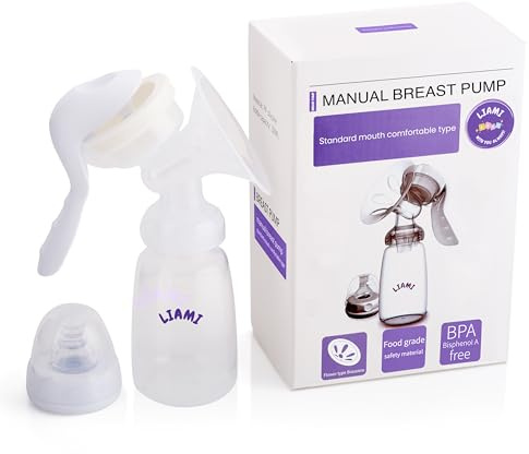 LIAMI Manual Breast Pump with 150mL Breastmilk Storage Bottle | Customisable Silicone Suction Hand Pump | Portable Milk Collector | Baby Feeding Essentials