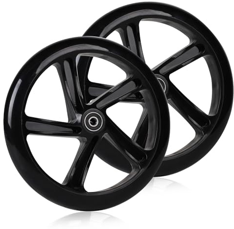 DBREAKS 2 Stück Scooter Ersatzräder 200mm Rollen mit ABEC 9 Kugellager Härte 88A Geeignet für alle Roller (Schwarz)
