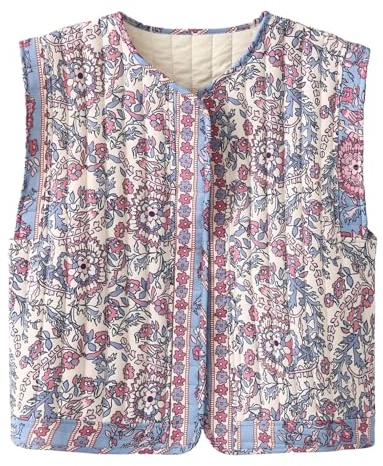 Gilet matelassé pour femme avec motif floral, court, léger, sans manches, gilet rembourré en fourrure noire