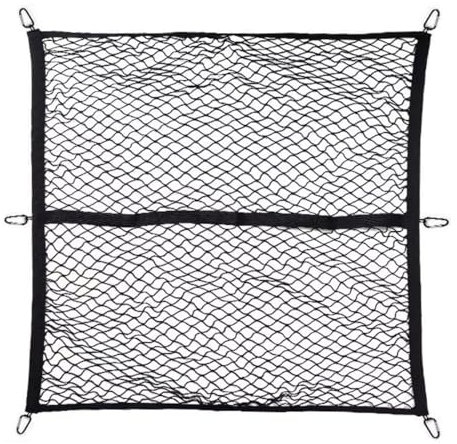 Gepäcknetz Auto,Hoch Elastisches Ladungssicherungsnetz 120x120 cm (Dehnbar bis 210x210 cm) mit 6 Haken,Gepäcknetz für Kofferraum,Transporter,Camping,Reisen,Kofferraum Netz für Ordnung & Sicherheit