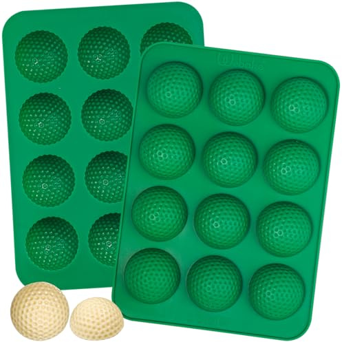 Webake silikonform golfboll chokladform 2 stycken silikon chokladform | Golfchokladform med 12 hål golfform silikonform choklad för godis choklad praliner