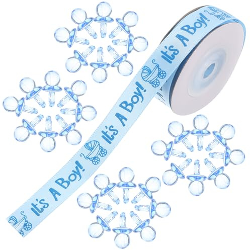 ORFOFE 101pcs Mini Set with Blue Ribbon, Acrylic Pacifiers for Shower Decorations, Party Favors, DIY Bag Fillers and Birthday