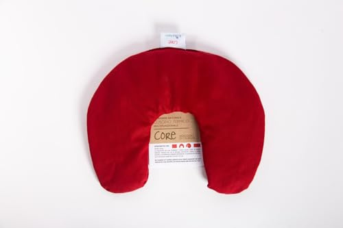 IL CIELO FIORITO – CORE, Cuscino Cervicale Riscaldante Noccioli di Ciliegia,100% Cotone, per Microonde, cm 35x13, gr.750, Linea Classica (Rosso)
