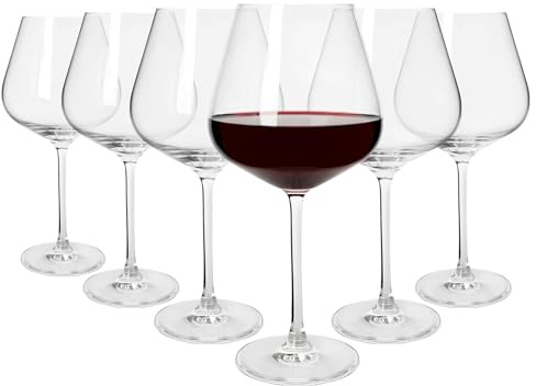 Argon Tableware Knightsbridge Crystal Red Wine Glasses 650ml - Pack of 6, Lead-Free Crystal Wine Glass Set, Large Tulip Bowl, Durable Pulled Stem, Gift Boxed Glassware for Home & Bar
