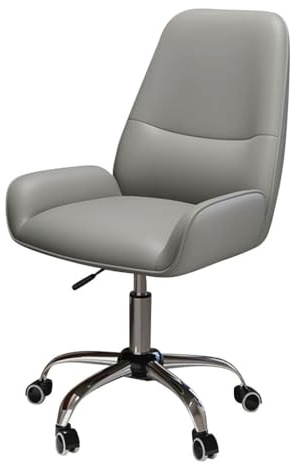 Kontorsstolar I Konstläder Med Svängfunktion Datastol Med Hög Rygg Och Mobila Hjul, Besöksstol För Konferensrum(Grey,Sliver Legs)