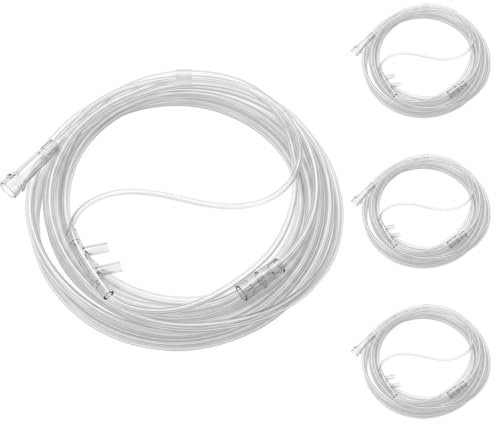 Gafas de oxígeno para nariz, 3 m, tubo nasal para adultos, 4 unidades | Cánula de oxígeno nasal gafas de nariz suaves de plástico tubos nasales gafas de oxígeno para dispositivo de oxígeno