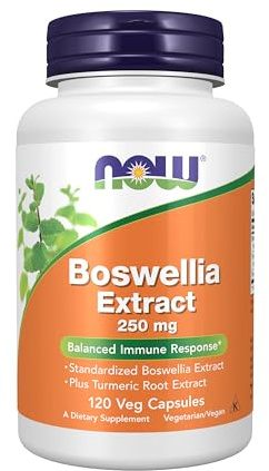 NOW Foods Supplements, Boswellia Extract 250 mg, plus Turmeric Root Extract, 120 Veg Capsules