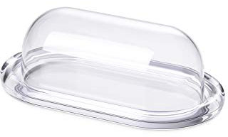 Omada Design Burriera, Porta Burro con coperchio, in plastica, 21x12 cm, lavabile in lavastoviglie, Made In Italy, Linea Crystal, Bianco