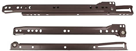 Amig - Lot de 2 Glissières Coulissantes Métalliques pour Tiroirs | Charge 18kg/paire, Extraction Partielle | Idéal pour Meubles Maison et Bureau, Marron, 450x37 mm, Acier Allié